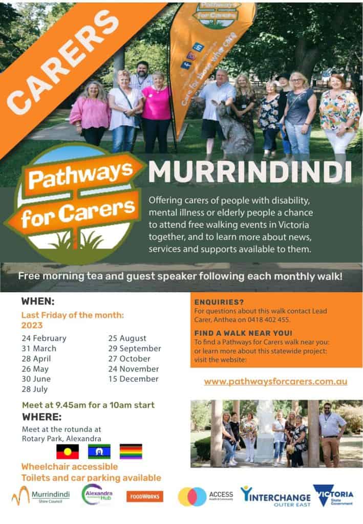 Pathways for Carers 2023 poster with dates and inforamation.